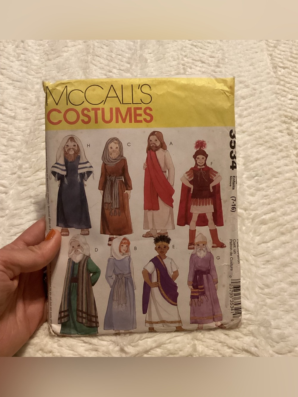 McCalls 3534 Costumes Uncut Kids Passion Play Costume Sewing Pattern Uncut